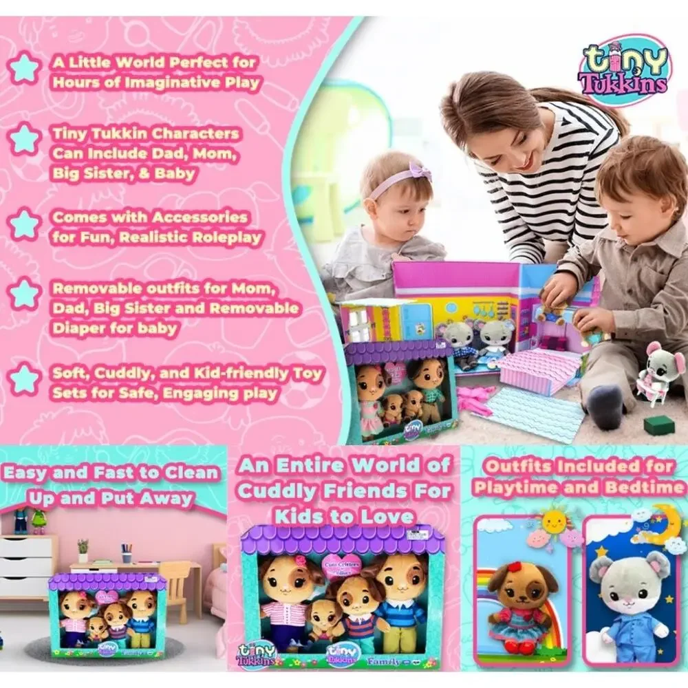 Tiny Tukkins Preschool Playset Bunny & Baby Plush Doll & Crib 11 piece NEW! 2019